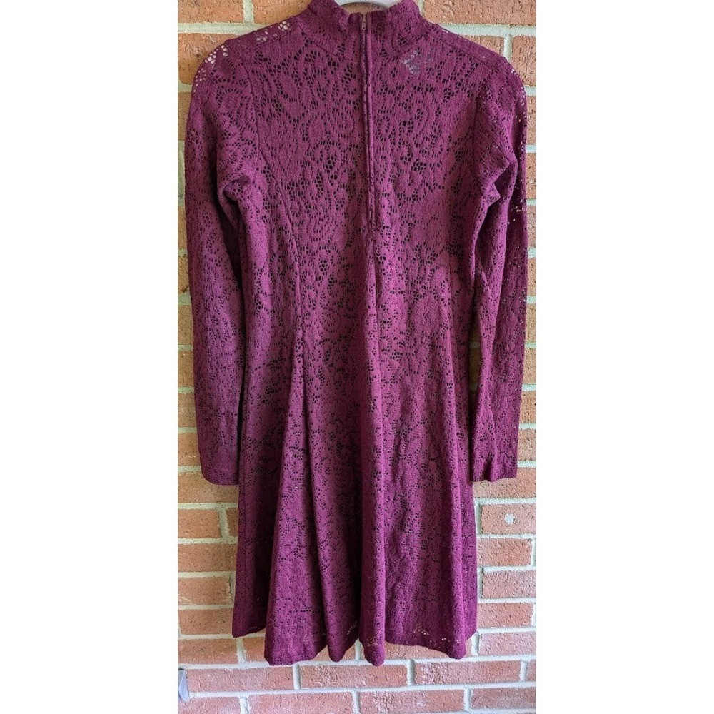 Betsey Johnson for Lew Magram Dress Vintage 2 Pc Slip & Lace Burgundy Trapese - Picture 6 of 15